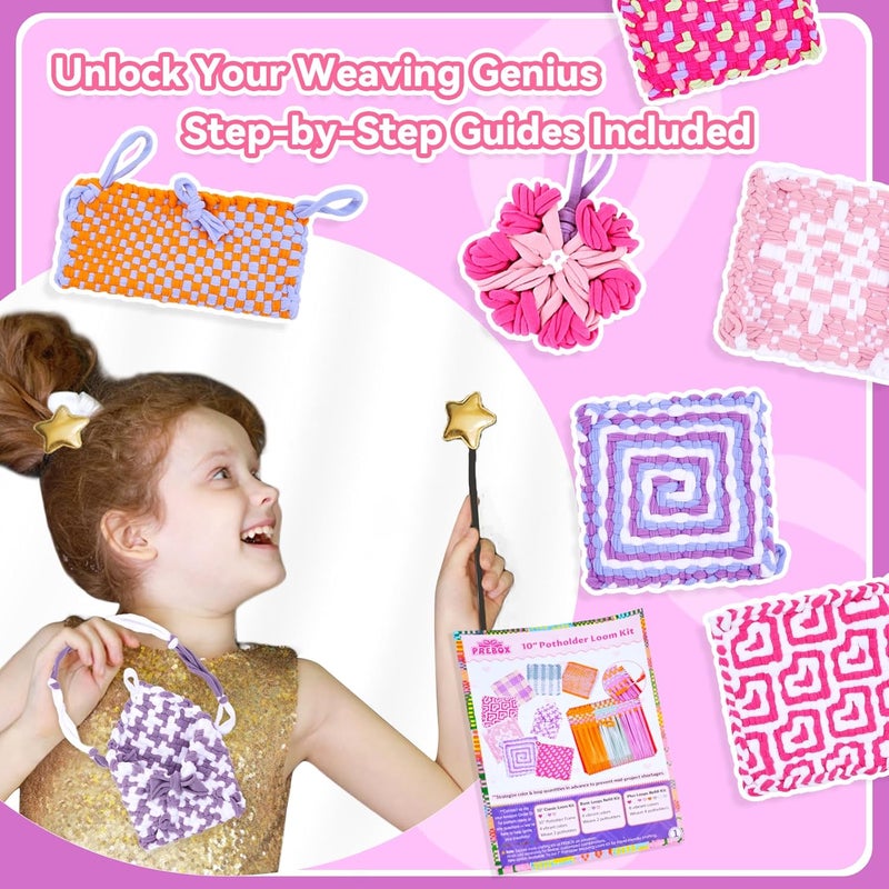 PREBOX 10’’ Potholder Weaving Loom Kit Refill Loops, DIY Crafts Supplies for Kids & Beginners, 224 Colorful Loops to Make 4 Large Pot Holders - Image 2